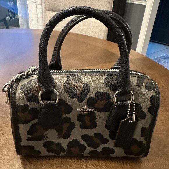 Coach Leopard Print Mini Bag - Black and Brown - Picture 1 of 6